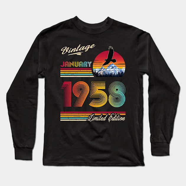 January 1958 Birthday Long Sleeve T-Shirt by Green Splash